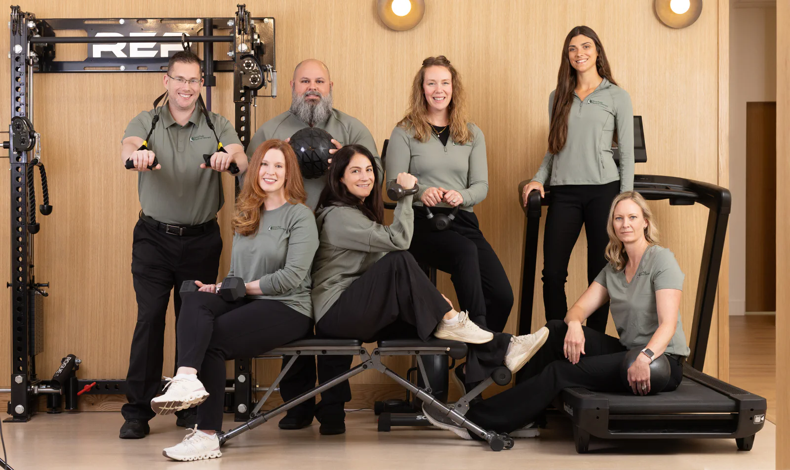 Great Falls Physical Therapy team in the clinic gym