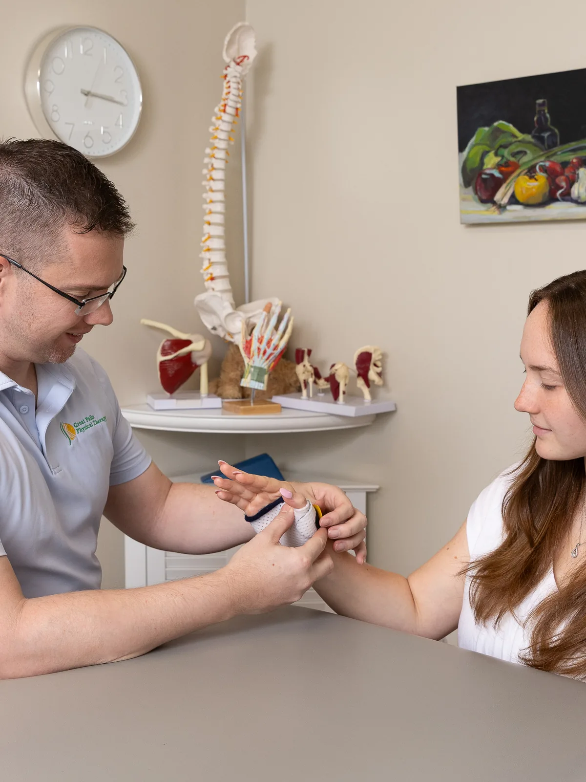 Hand therapy session at Great Falls Physical Therapy